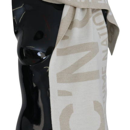 Costume National Beige White Logo Wrap Warmer Shawl Scarf