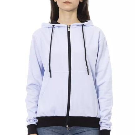 Baldinini Trend Purple Cotton Women Sweater With Adjustable Hood