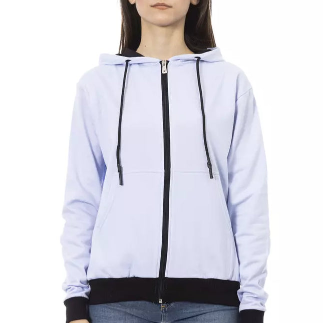 Baldinini Trend Purple Cotton Women Sweater With Adjustable Hood