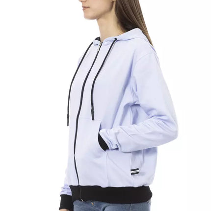 Baldinini Trend Purple Cotton Women Sweater With Adjustable Hood
