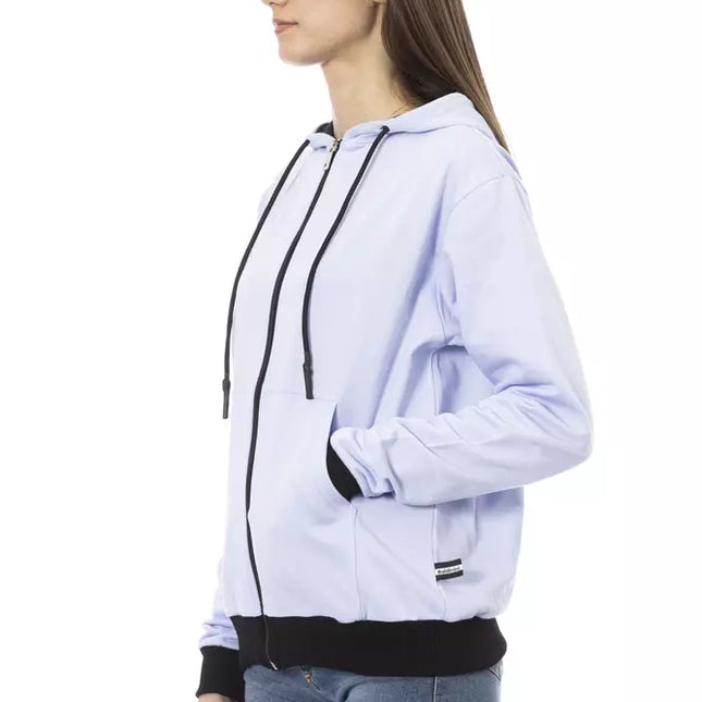Baldinini Trend Purple Cotton Women Sweater With Adjustable Hood