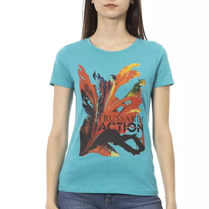 Trussardi Action Light Blue Cotton Women T-Shirt