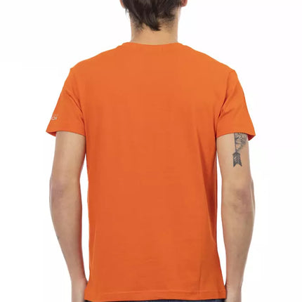 Trussardi Action Orange Cotton Men's V-Neck T-Shirt