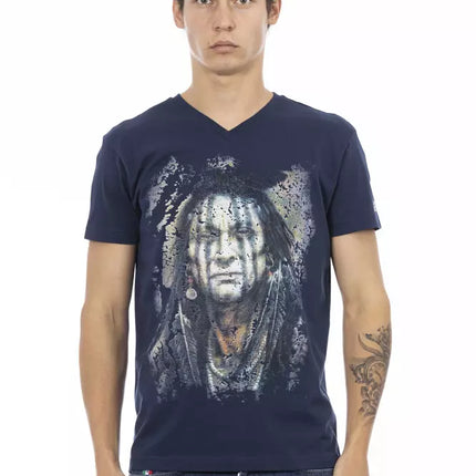 Trussardi Action Blue Cotton Men's V-Neck T-Shirt