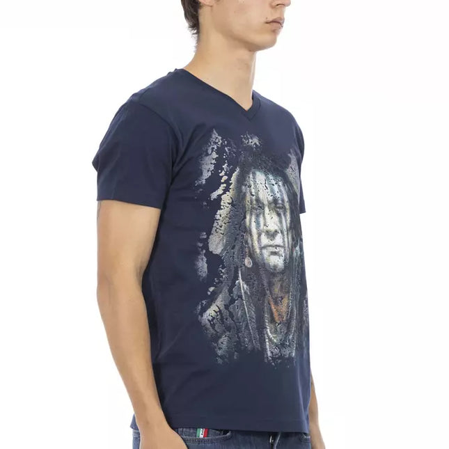 Trussardi Action Blue Cotton Men's V-Neck T-Shirt