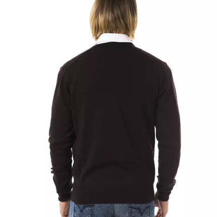 Uominitaliani Brown Merino Wool Men Sweater