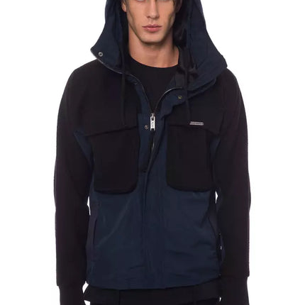 Nicolo Tonetto Black Wool Men Jacket with Hood and Pockets