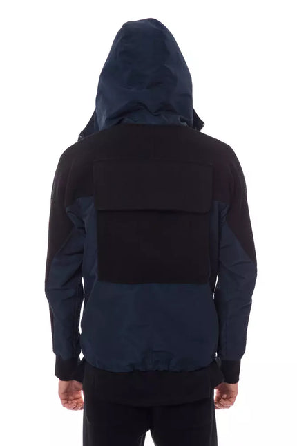 Nicolo Tonetto Black Wool Men Jacket with Hood and Pockets