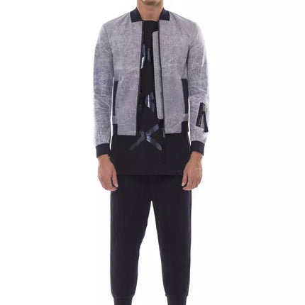 Nicolo Tonetto Gray Polyester Men Bomber Jacket
