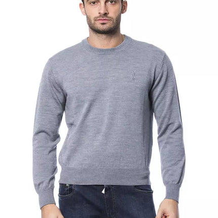 Billionaire Italian Couture Gray Merino Wool Men Sweater