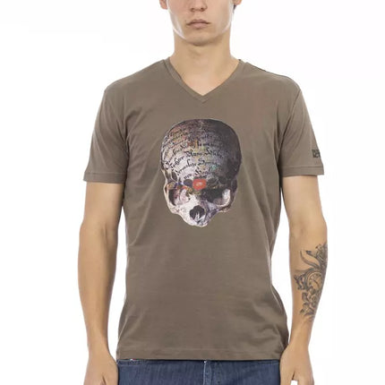 Trussardi Action Brown Cotton Men's V-Neck T-Shirt