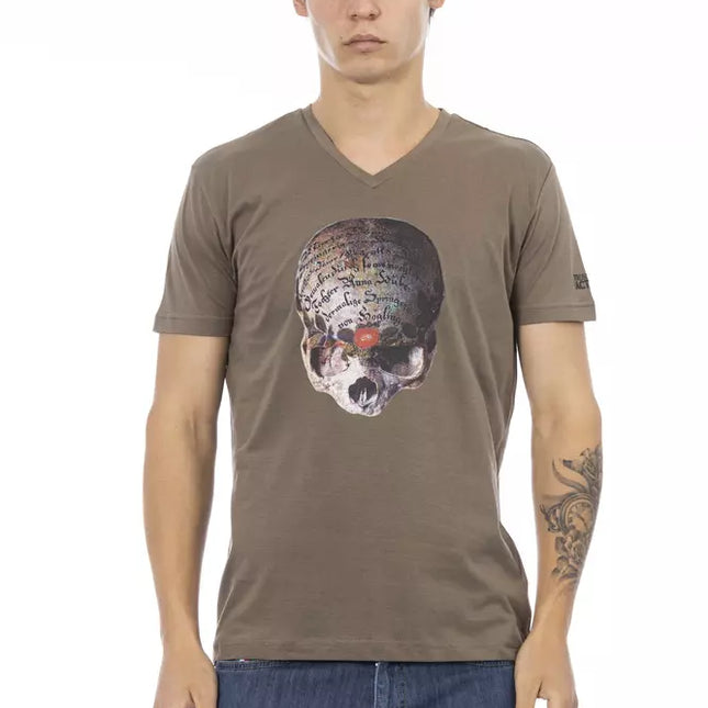 Trussardi Action Brown Cotton Men's V-Neck T-Shirt