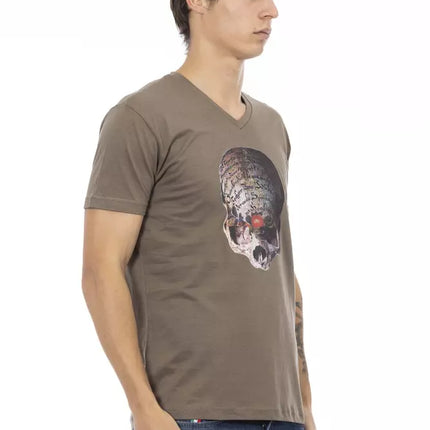 Trussardi Action Brown Cotton Men's V-Neck T-Shirt