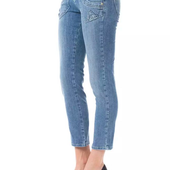 Ungaro Fever Light Blue Cotton Women Capri Jeans