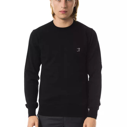 Uominitaliani Black Merino Wool Men's Sweater