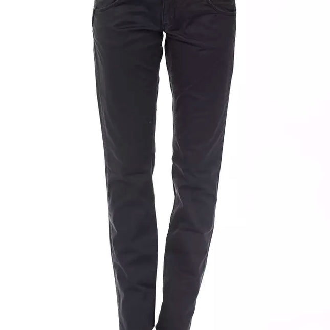 Ungaro Fever Blue Cotton Women's Regular Fit Pant