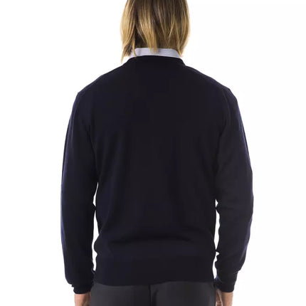 Uominitaliani Blue Merino Wool Men Sweater