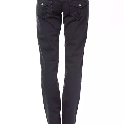 Ungaro Fever Blue Cotton Women's Regular Fit Pant
