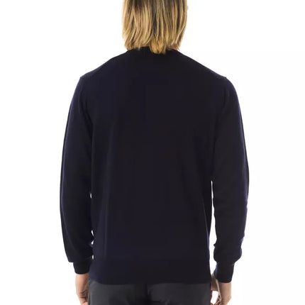Uominitaliani Blue Merino Wool Men Sweater