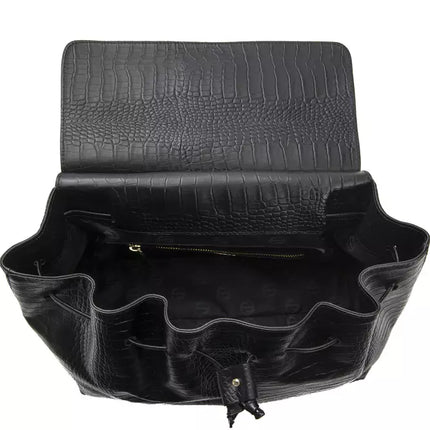 Pompei Donatella Black Leather Women Shoulder Bag