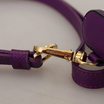 Dolce & Gabbana Purple Leather Strap Gold Metal Logo Airpods Case