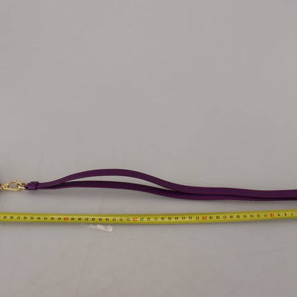 Dolce & Gabbana Purple Leather Strap Gold Metal Logo Airpods Case
