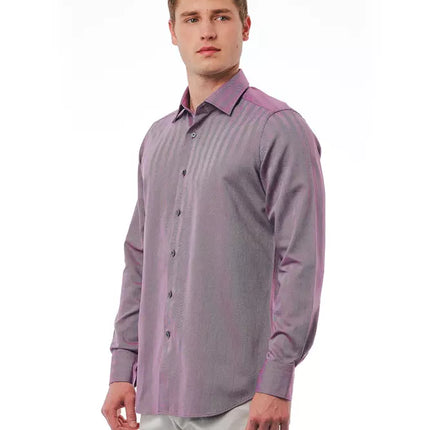 Bagutta Burgundy Cotton Men Shirt