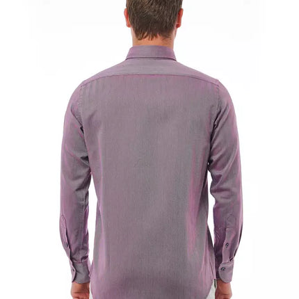 Bagutta Burgundy Cotton Men Shirt