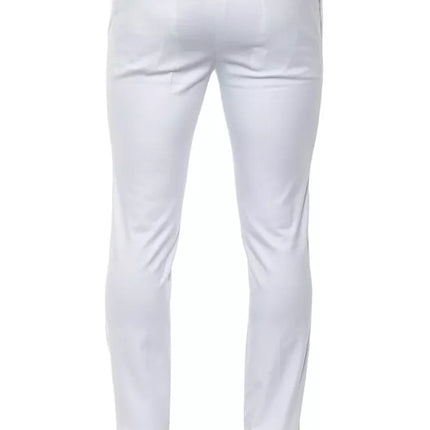PT Torino White Cotton Men Slim Trouser