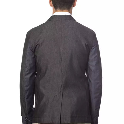 Verri Gray Cotton Men Single Breasted Blazer