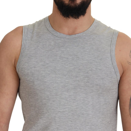 Ermanno Scervino Grey Sleeveless Men Pullover T-shirt