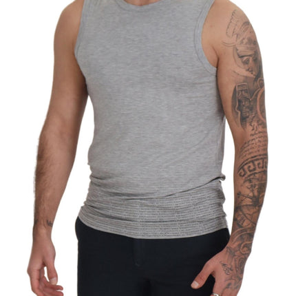 Ermanno Scervino Grey Sleeveless Men Pullover T-shirt