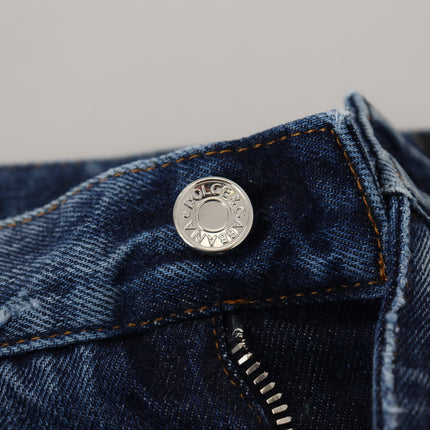 Dolce & Gabbana Blue Cotton Tattered Men Denim Jeans