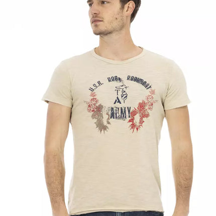 Trussardi Action Beige Cotton Men T-Shirt