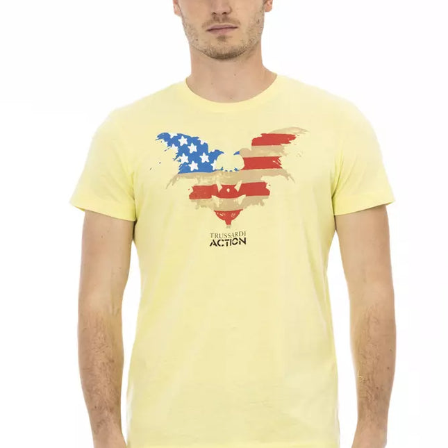 Trussardi Action Yellow Cotton Men T-Shirt
