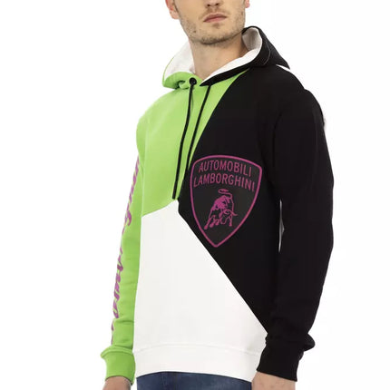 Automobili Lamborghini White Cotton Men Sweater with Hood