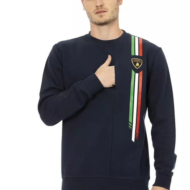 Automobili Lamborghini Blue Cotton Men Sweater