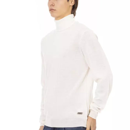 Baldinini Trend White Fabric Men Turtleneck Sweater