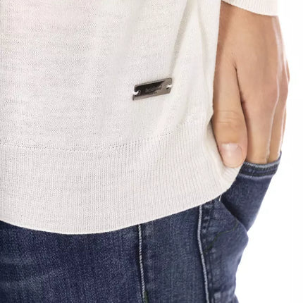 Baldinini Trend White Fabric Men Turtleneck Sweater