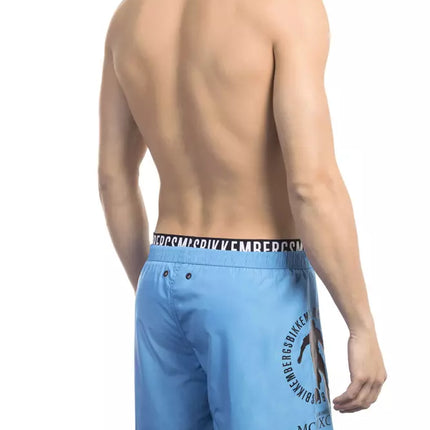 Bikkembergs Light Blue Polyester Men Swim Short