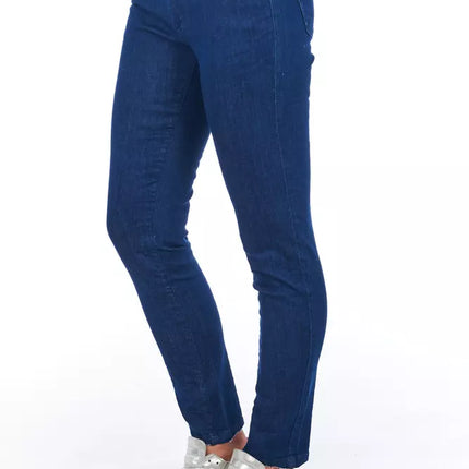 Frankie Morello Blue Cotton Women Skinny Jean