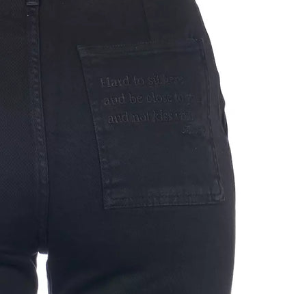 Frankie Morello Black Cotton Women Cropped Trouser
