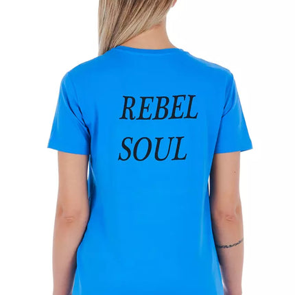 Frankie Morello Light Blue Cotton Women T-Shirt