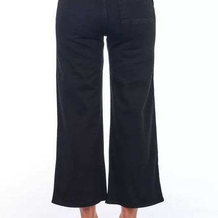 Frankie Morello Black Cotton Women Cropped Trouser