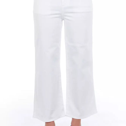 Frankie Morello White Cotton Women Cropped Trouser