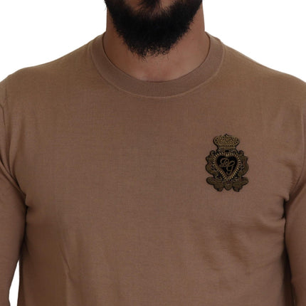 Dolce & Gabbana Beige Cashmere Crown Logo Pullover Sweater