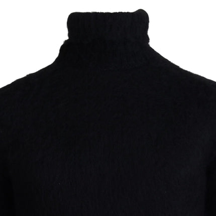 Dolce & Gabbana Black Gold Turtleneck Mohair Pullover Mens Sweater