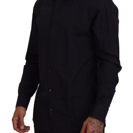 Dolce & Gabbana Black Gold Cotton Slim Fit Dress Mens Shirt