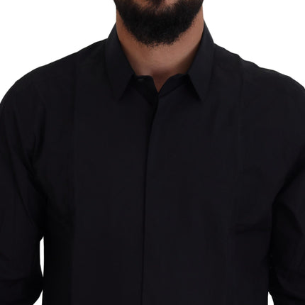 Dolce & Gabbana Black Gold Cotton Slim Fit Dress Mens Shirt