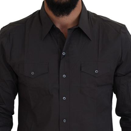 Dolce & Gabbana Gray SICILIA Slim Fit Stretch Dress Shirt